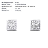 Solid 10K White Gold 5.7mm Square Shaped Round Diamond Stud Earrings Wholesale