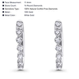 Solid 10K White Gold 11.4mm Round Milgrain Diamond Huggie Hoop Earrings Wholesale