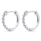 Solid 10K White Gold 11.4mm Round Milgrain Diamond Huggie Hoop Earrings Wholesale