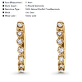 Solid 10K Yellow Gold 11.4mm Round Milgrain Diamond Huggie Hoop Earrings Wholesale