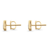 Solid 10K Yellow Gold 6.5mm Square Shaped Cluster Round Diamond Stud Earrings Wholesale
