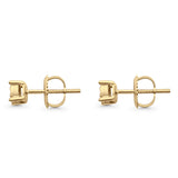 Solid 10K Yellow Gold 4mm Square Shaped Pave Round Diamond Stud Earring Wholesale