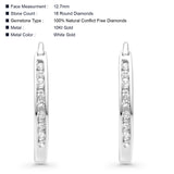 Solid 10K White Gold 12.7mm Round Diamond Huggie Hoop Earrings Wholesale