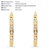 Solid 10K Yellow Gold 12.7mm Round Diamond Huggie Hoop Earrings Wholesale