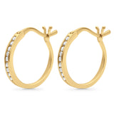 Solid 10K Yellow Gold 12.7mm Round Diamond Huggie Hoop Earrings Wholesale