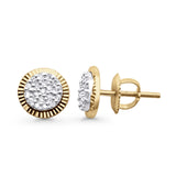 Solid 10K Yellow Gold 7.8mm Round Hip Hop Diamond Stud Earrings Wholesale