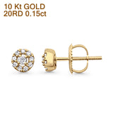 Solid 10K Yellow Gold 5mm Round Cluster Diamond Stud Earring Wholesale