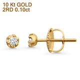 Solid 10K Yellow Gold 3mm Solitaire Round Diamond Stud Earring Wholesale