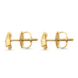 Solid 10K Yellow Gold 6.5mm "X" Shaped Crisscross Round Diamond Stud Earrings Wholesale