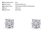 Solid 10K White Gold 5mm Round Diamond Stud Earrings Wholesale