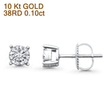 Solid 10K White Gold 5mm Round Diamond Stud Earrings Wholesale