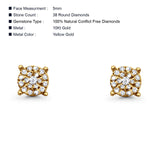 Solid 10K Yellow Gold 5mm Round Diamond Stud Earrings Wholesale