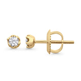 Solid 10K Yellow Gold 3mm Round Diamond Stud Minimalist Earring Wholesale