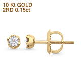 Solid 10K Yellow Gold 3mm Round Diamond Stud Minimalist Earring Wholesale