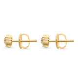 Solid 10K Yellow Gold 3mm Flower Shaped Round Diamond Stud Earring Wholesale