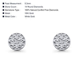 Solid 10K White Gold 5.3mm Round Cluster Diamond Stud Earring Wholesale