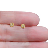 Solid 10K Yellow Gold 5.3mm Round Cluster Diamond Stud Earring Wholesale