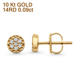 Solid 10K Yellow Gold 5.3mm Round Cluster Diamond Stud Earring Wholesale