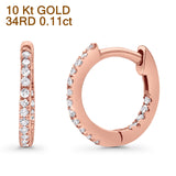 Solid 10K Rose Gold 11.6mm Round Diamond Huggie Hoop Earring Wholesale