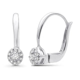 Solid 10K White Gold 12.7mm Halo Wedding Hoop Round Diamond Leverback Earrings Wholesale