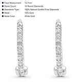 Solid 10K White Gold 12.7mm Round Charmed Brilliance Diamond Hoop Earrings Wholesale