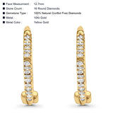 Solid 10K Yellow Gold 12.7mm Round Charmed Brilliance Diamond Hoop Earrings Wholesale