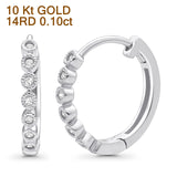 Solid 10K White Gold 12.7mm Round Diamond Huggie Hoop Earrings Wholesale
