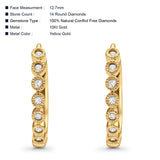 Solid 10K Yellow Gold 12.7mm Round Diamond Huggie Hoop Earrings Wholesale