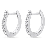 Solid 10K White Gold 12.7mm Round Hinged Natural Diamond Huggie Hoop Earrings Wholesale