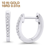 Solid 10K White Gold 11.6mm U Shaped Diamond Huggie Hoop Earrings Wholesale
