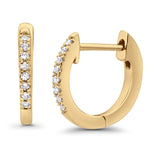 Solid 10K Yellow Gold 11.6mm U Shaped Diamond Huggie Hoop Earrings Wholesale
