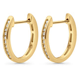Solid 10K Yellow Gold 12.7mm Channel Set Diamond Huggie Hoop Earrings Wholesale