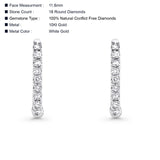 Solid 10K White Gold 11.6mm Cluster Diamond Huggie Hoop Earring Wholesale