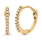 Solid 10K Yellow Gold 11.6mm Cluster Diamond Huggie Hoop Earring Wholesale