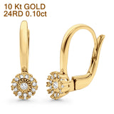 Solid 10K Yellow Gold 12.7mm Halo Leverback Dangle Diamond Hoop Earrings Wholesale
