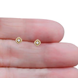 Solid 10K Yellow Gold 5.5mm Halo Fashion Round Hip Hop Diamond Stud Earring Wholesale