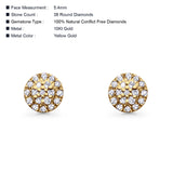 Solid 10K Yellow Gold 5.4mm Round Fashion Diamond Stud Earring Wholesale