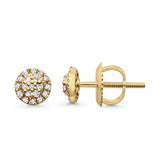 Solid 10K Yellow Gold 5.4mm Round Fashion Diamond Stud Earring Wholesale