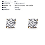 Solid 10K Two Tone Gold 5.7mm Round Cluster Diamond Stud Earring Wholesale