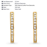 Solid 10K Yellow Gold 12.7mm Channel Set Natural Diamond Huggie Hoop Earrings Wholesale