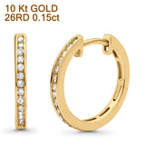 Solid 10K Yellow Gold 12.7mm Channel Set Natural Diamond Huggie Hoop Earrings Wholesale