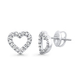Solid 10K White Gold 9.5mm Open Heart Natural Diamond Stud Earring Wholesale