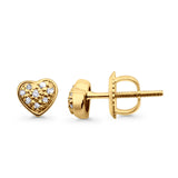 Solid 10K Yellow Gold 5.5mm Heart Shaped Cluster Round Diamond Stud Earrings Wholesale