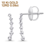 Solid 10K White Gold 12.1mm Cascade Crawler Diamond Huggie Stud Earring Wholesale