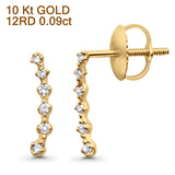 Solid 10K Yellow Gold 12.1mm Cascade Crawler Diamond Huggie Stud Earring Wholesale