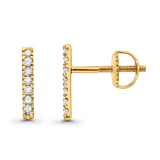 Diamond Line Bar Stud Earrings 10K Yellow Gold 9.5mm Wholesale