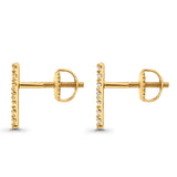 Diamond Line Bar Stud Earrings 10K Yellow Gold 9.5mm Wholesale