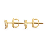 Diamond Heart Stud Earrings Halo Round 10K Yellow Gold 5mm Wholesale