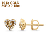 Diamond Heart Stud Earrings 7mm Round Cluster 10K Yellow Gold Wholesale