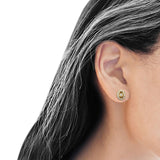 Diamond Oval Stud Earrings 0.13ct Halo Cluster 10K Yellow Gold Wholesale
